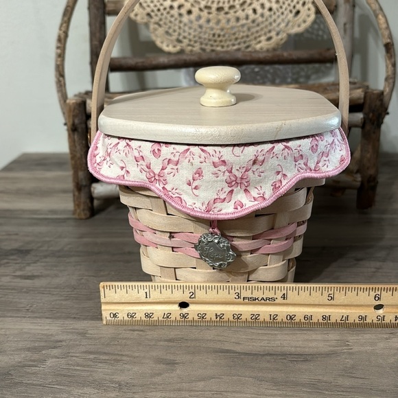LONGABERGER 2001 BREAST CANCER HORIZON OF HOPE BASKET W/Hexagon Wood Top & Liner - Picture 16 of 17